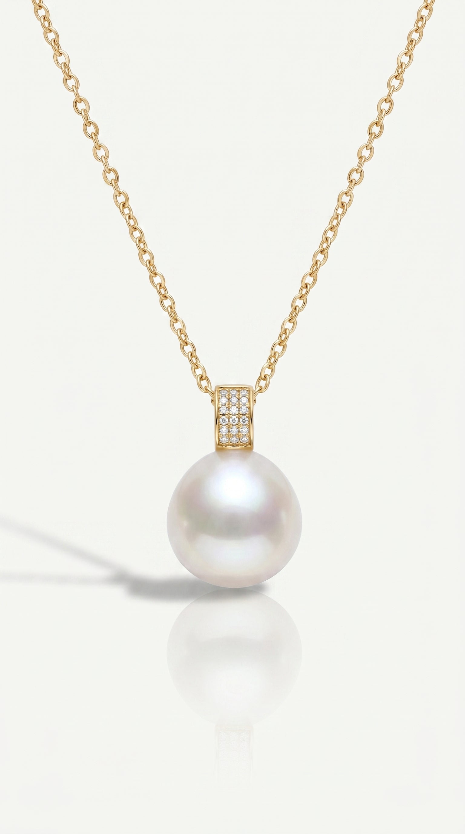 Australian South Sea Pearl - 13mm Semi-Round Diamonds Bail Pendant