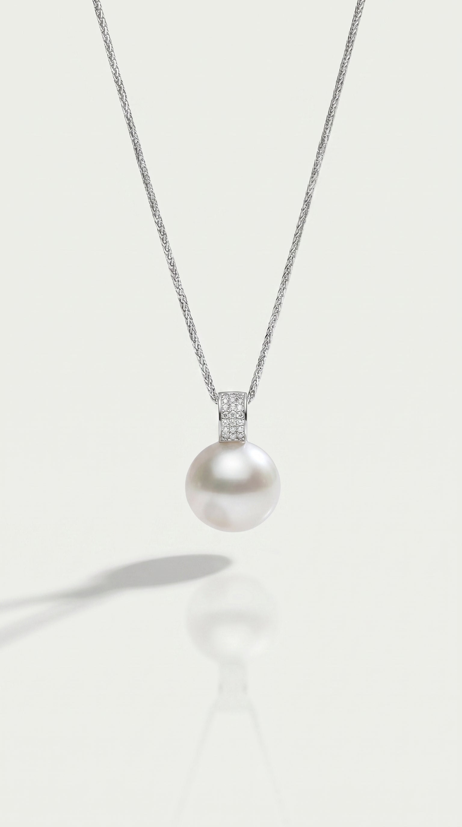 Australian South Sea Pearl - 13 mm Semi-Round Diamonds Bail Pendant